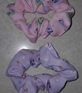 smiley printed scrunchies