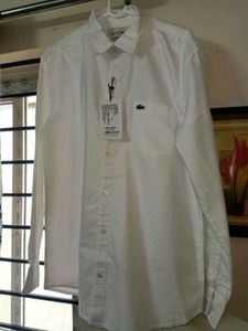 NEW LACOSTE OXFORD COTTON WHITTE SHIRT