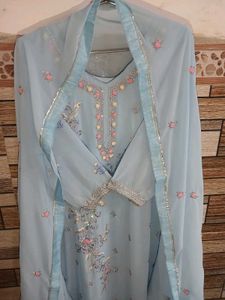 Elegant Blue Embroidered Kurta Set