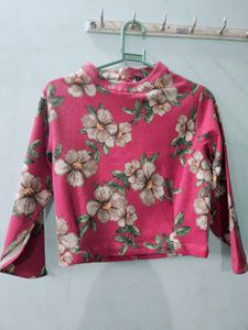 Floral Print Mock Neck Crop Top