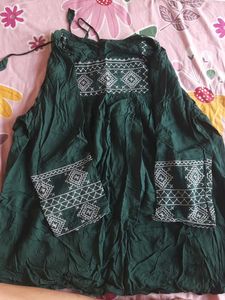 Green Embroidered Peasant Blouse