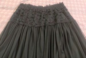 Black Lace Trim Layered Skirt