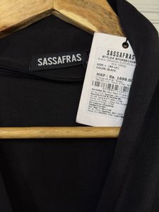 SASSAFRAS Black Blazer Dress with Organza Sleeves
