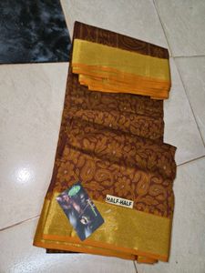 Brown Cotton Saree
