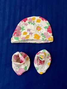 Set Of Baby Cap And Booties