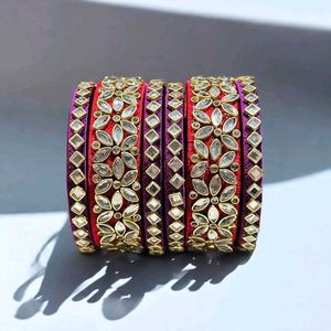 Elegant Kundan Bangle Set