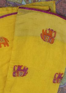 Chanderi Cotton Yellow Saree