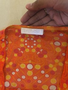 Orange cowl neck Printed Top