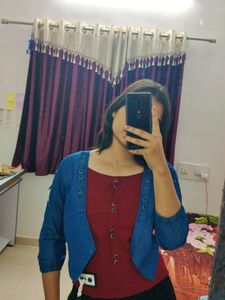 Red And Denim Top