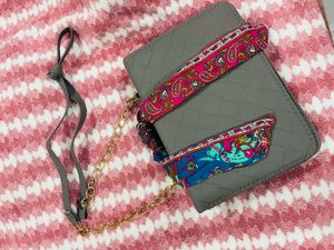 Gray Handbag with Scarf