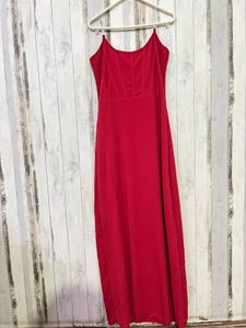 Red Midi Slip Dress