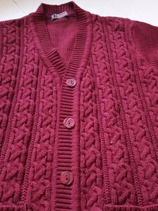 Maroon Front Button Sweater