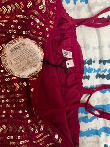 Red Sequin Sharara Set