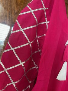 Hot Pink Dhoti Kurti Set with Detailed Sleeves