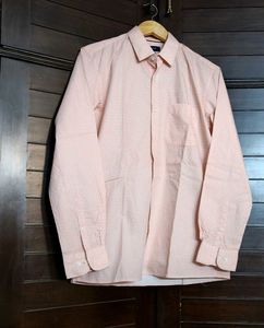Peter England Men Peach Printed Cotton Mix Shirt