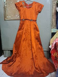 Orange Embellished Party Dress