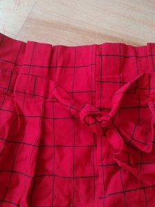 Red Plaid Shorts with Tie