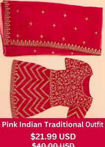 Pink Embroidered Indian Outfit