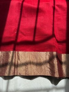 Elegant Red Raw Mango Chanderi saree