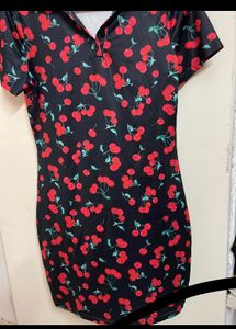 Urbanic Cherry 🍒print  Bodycon Dresss.  Bust Fits 30 To 38 Size