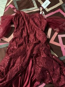 Stunning Burgundy Sequin Party Dress