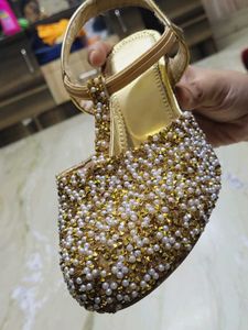 Elegant Gold Beaded Sandals