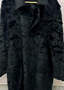 Stylish Black Furry Coat