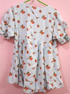 Floral Print Blue Top