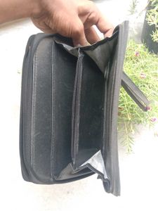 👜 Black Zipper Leather Pouch with Speaker Vent
