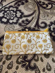Floral Embroidered Pouch