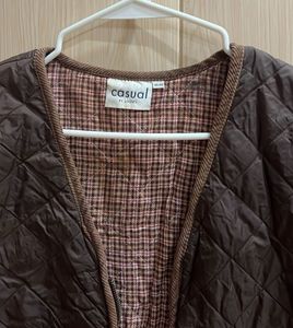 Quilted Vest with Bear Embroidery