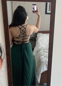 Floor Length Green Backless Dress