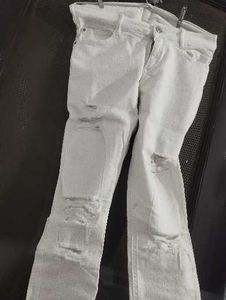 Distressed White Denim Jeans