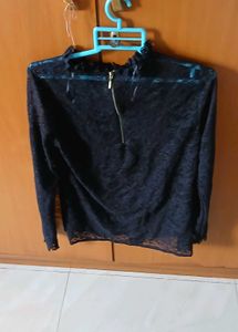 ZARA Elegant Black Lace Top L Size