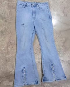 Light Wash Distressed Flare Jeans