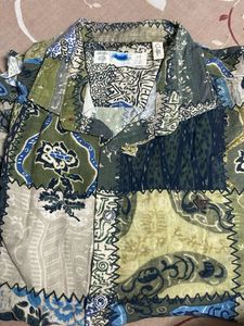 Patchwork Print Button-Down Shirt