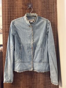Denim Jacket with Frayed Details