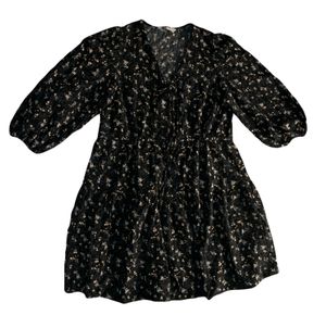 Black floral print dress