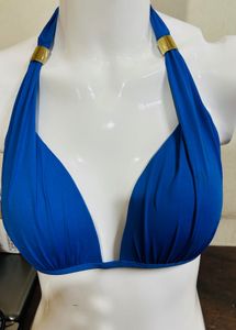 Blue Halter Bikini Top