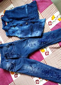 Girl's Denim Jacket and Jeans Set
