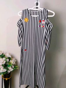 Striped Cold Shoulder Dress