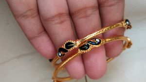 Peacock Design Beautiful Golden Bangles