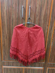 Red Fringe Poncho