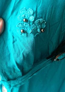 Cute Teal Embellished Top