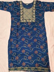Navy Blue Embroidered Kurti