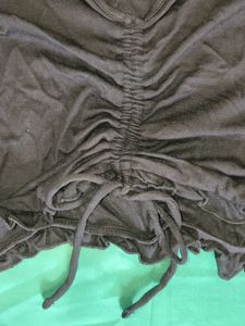 Cute Black Crop Long Sleeve Top