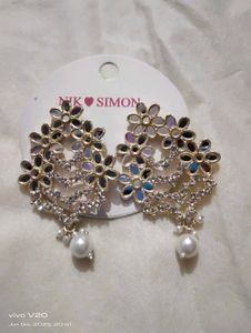 Floral Drop Earrings with Pearl Accents