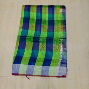 Checkered Green Saree