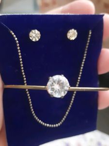 Dainty Jewellery Set, Earrings, Chain and Bangle