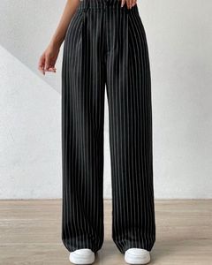 Striped Blazer &amp; Pants Set With Neck Band